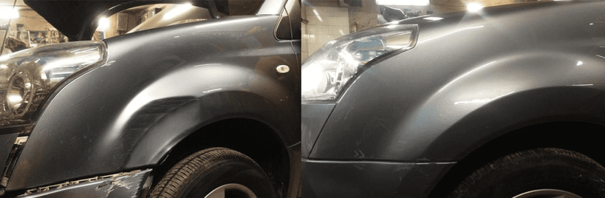 Фото до и после ремонта крыла автомобиля
