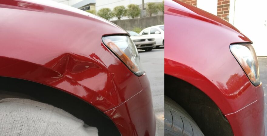 Фото до и после ремонта крыла авто